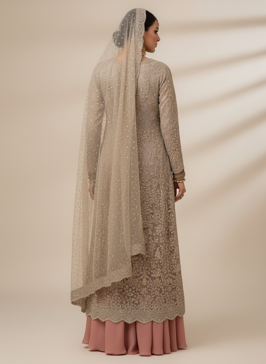 Champagne Hand-Embellished Bridal Dress