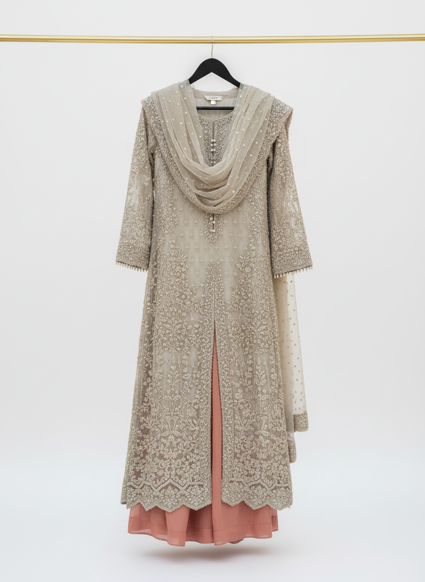 Champagne Hand-Embellished Bridal Dress