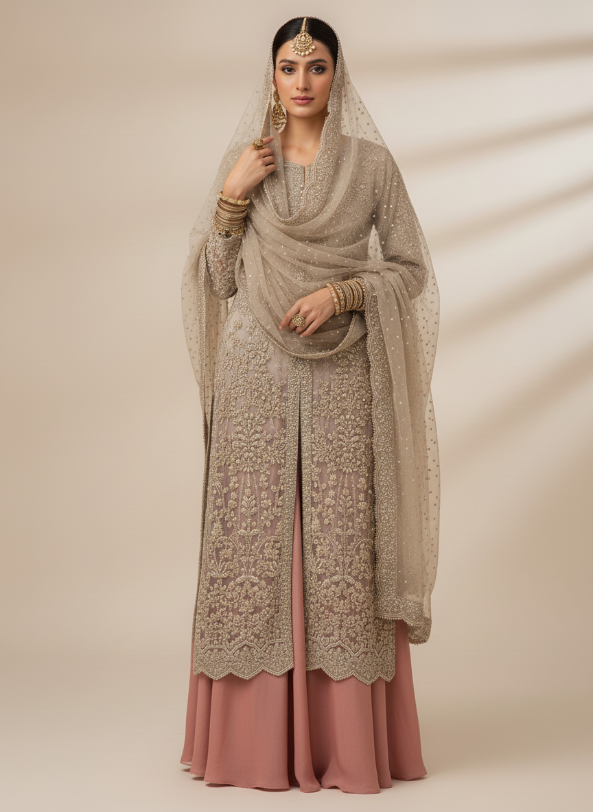 Champagne Hand-Embellished Bridal Dress