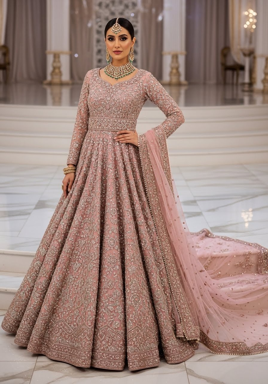 The Blush Rose Hand Embellished Bridal Empress Gown