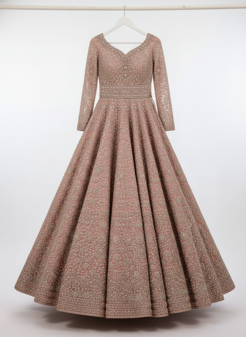 The Blush Rose Hand Embellished Bridal Empress Gown